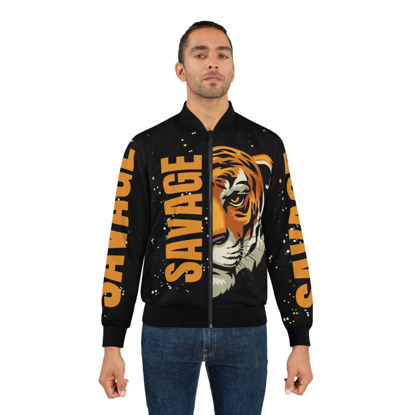Savage Tiger Men's Bomber Jacket, Streetwear Jacket, Cool Casual Outerwear, Statement Piece, Gift for Him