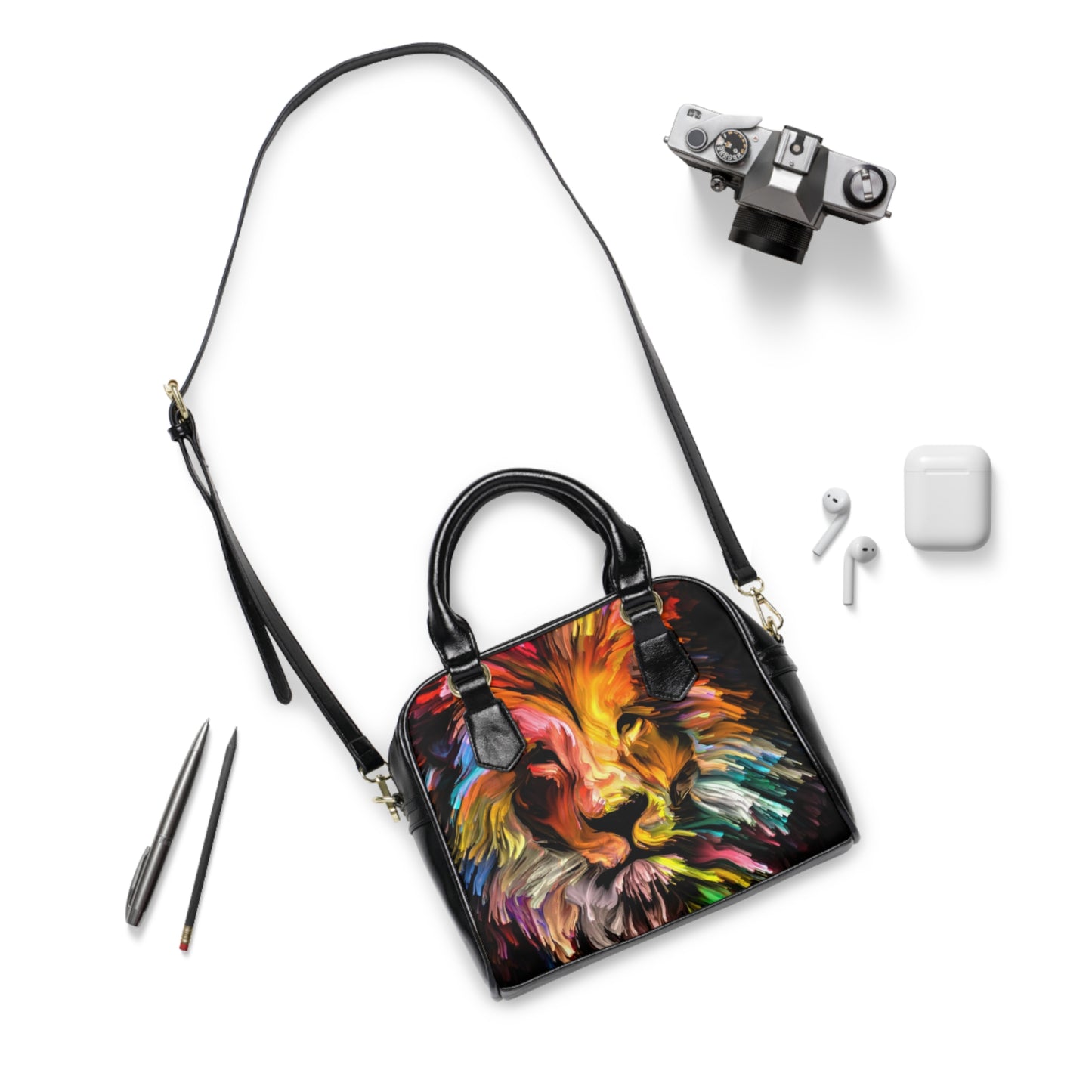 "Multi - Colored Lion" - Shoulder Handbag