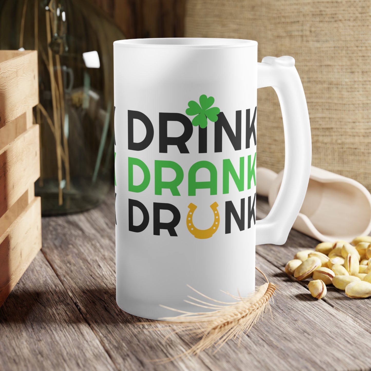 Drink, Drank, Drunk - Frosted Glass Beer Mug