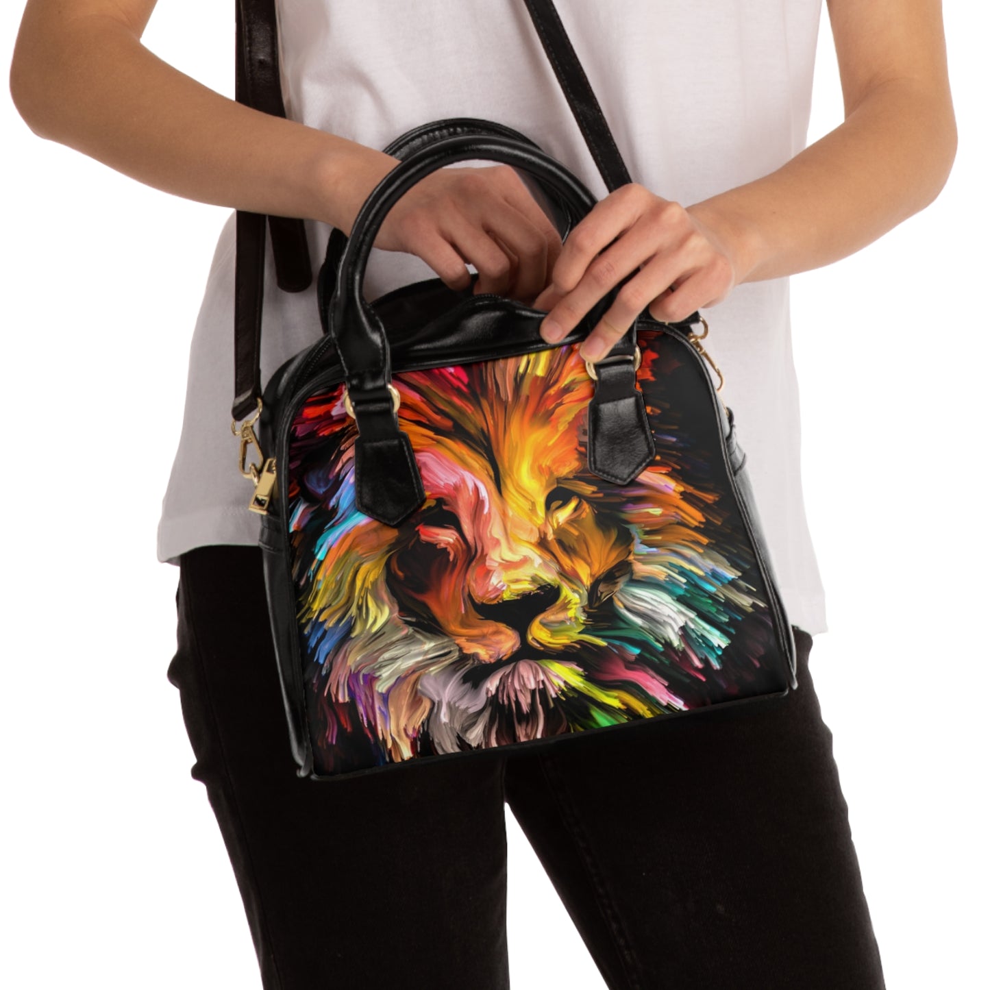 "Multi - Colored Lion" - Shoulder Handbag