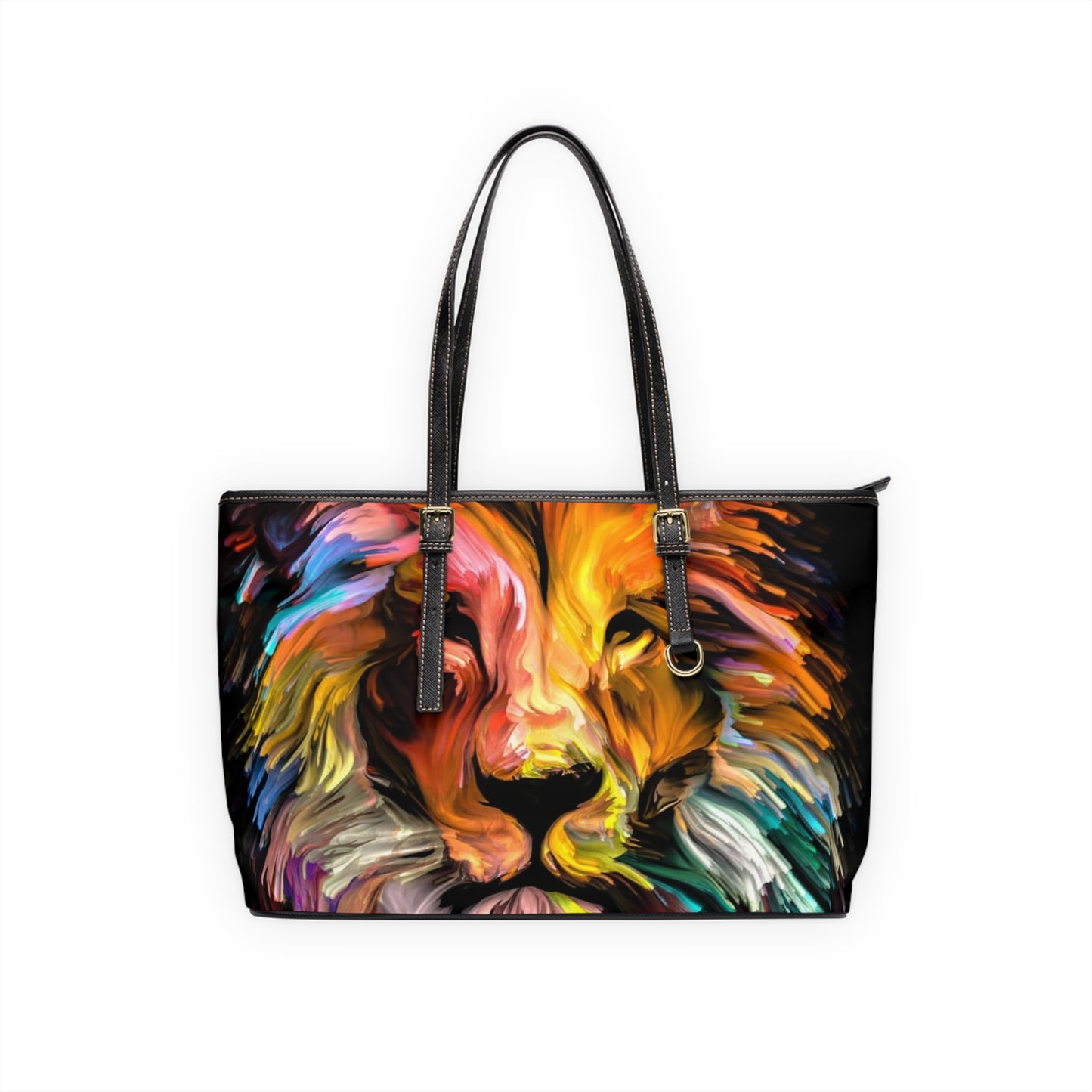 Multi- Colored Lion Leather Shoulder Bag