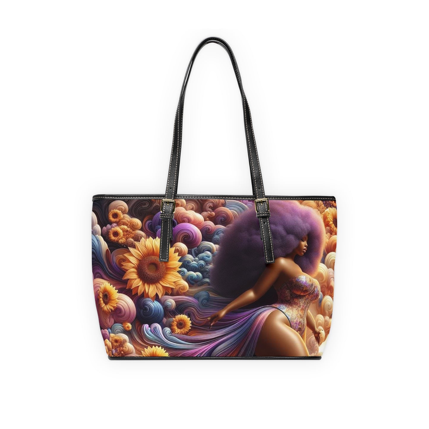 Melanated Flowers - Leather Shoulder Bag