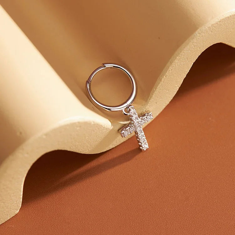 New Arrival 925 Sterling Silver Earrings Zircon Cross Drop Earrings For Women Birthday Gift Earings Fashion Jewelry