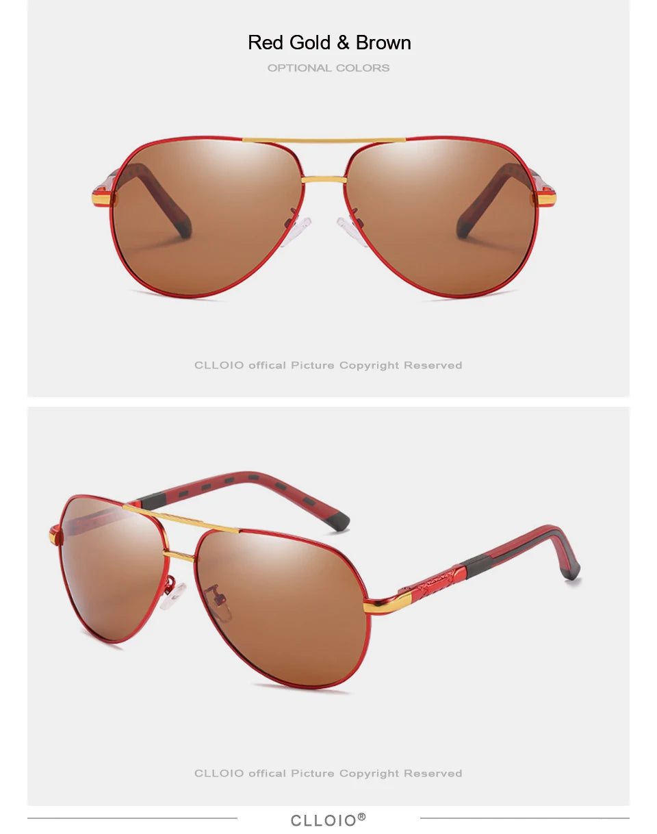CLLOIO Men Classic Aluminum Polarized Sunglasses Women Driving Glasses Pilot Sun Glasses Brand Designer Male Vintage Sunglasses