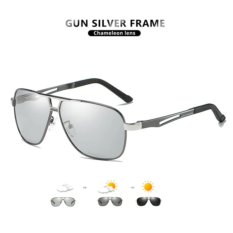 Top Aluminum Magnesium Square Polarized Photochromic Sunglasses Men Sun Glasses Military Safety Driving Oculos De Sol Masculino