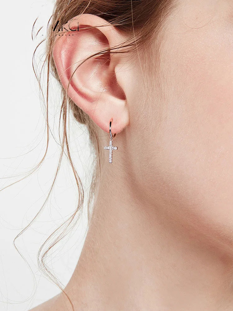 New Arrival 925 Sterling Silver Earrings Zircon Cross Drop Earrings For Women Birthday Gift Earings Fashion Jewelry