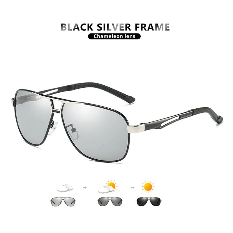 Top Aluminum Magnesium Square Polarized Photochromic Sunglasses Men Sun Glasses Military Safety Driving Oculos De Sol Masculino