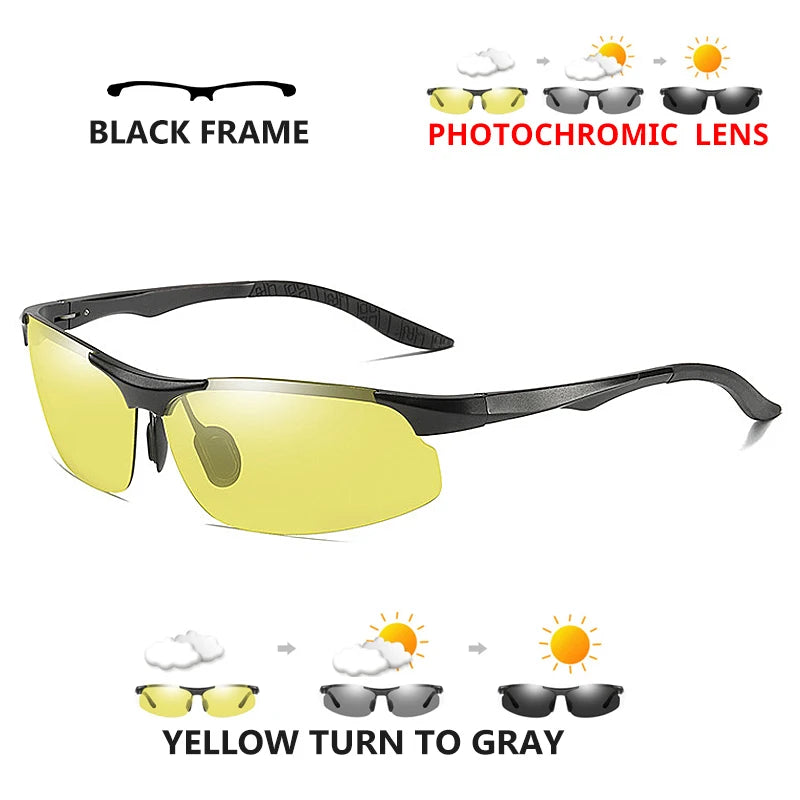 Aluminum HD Polarized Photochromic Sunglasses Men Driving Sun Glasses Male Outdoor Sport Eyewear Anti-UV oculos de sol masculino