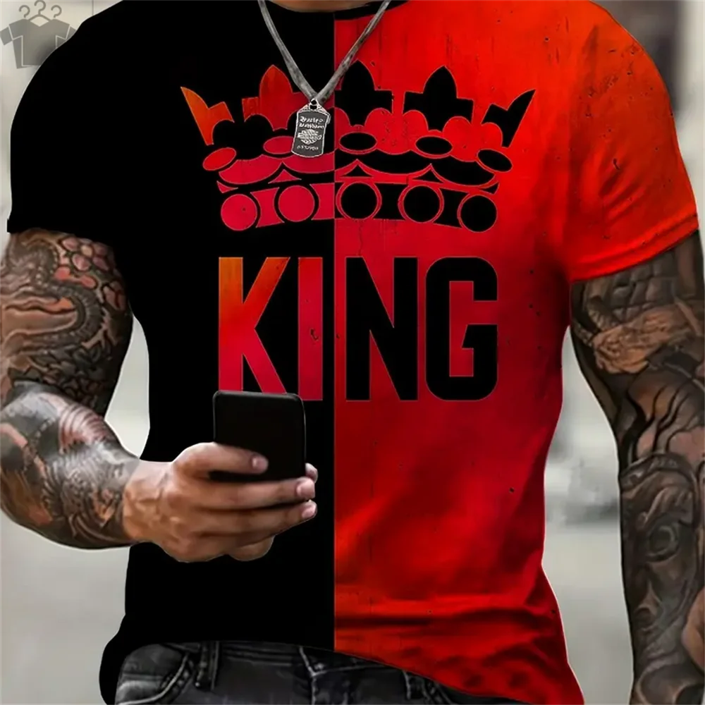 Short Sleeve Oversize T-shirt Man Short Sleeve Tee Men's Summer T-shirt King K Print Clothes Men Funny T-shirt O-Neck Tops Tees