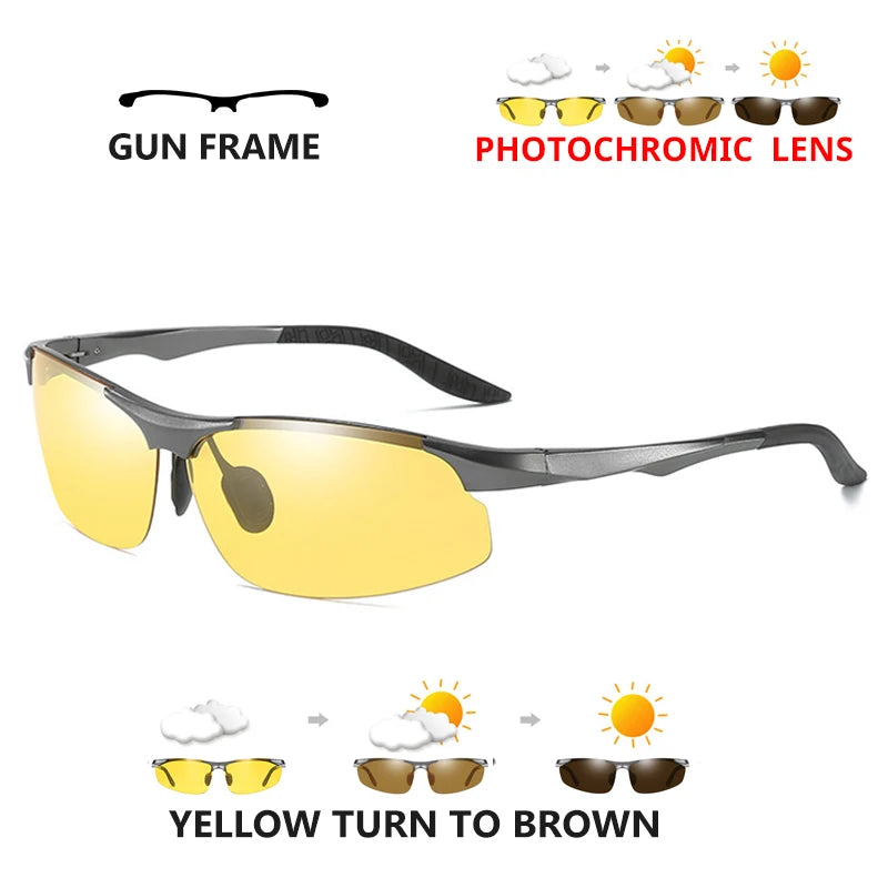 Aluminum HD Polarized Photochromic Sunglasses Men Driving Sun Glasses Male Outdoor Sport Eyewear Anti-UV oculos de sol masculino
