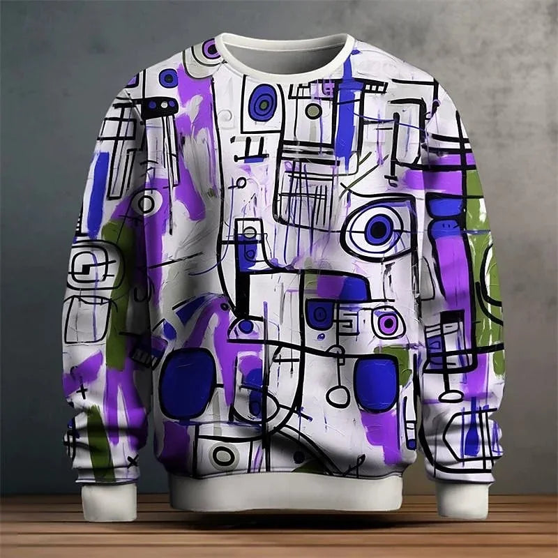 Colorful Graffiti Pattern Pullover Sweatshirt