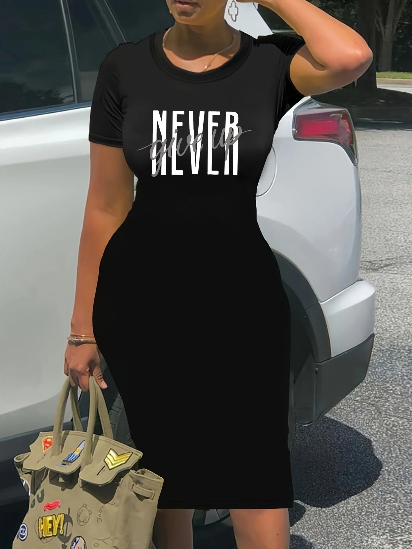 Summer black sexy dress women's LOVE font print casual slim fit sleeveless round neck T-shirt mini dress