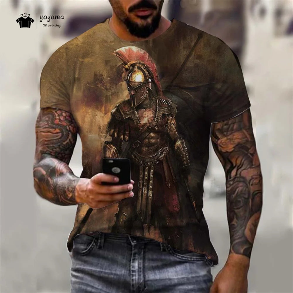 Men's Spartan Warrior T-Shirt 3DPrint Short Sleeve T-Shirt