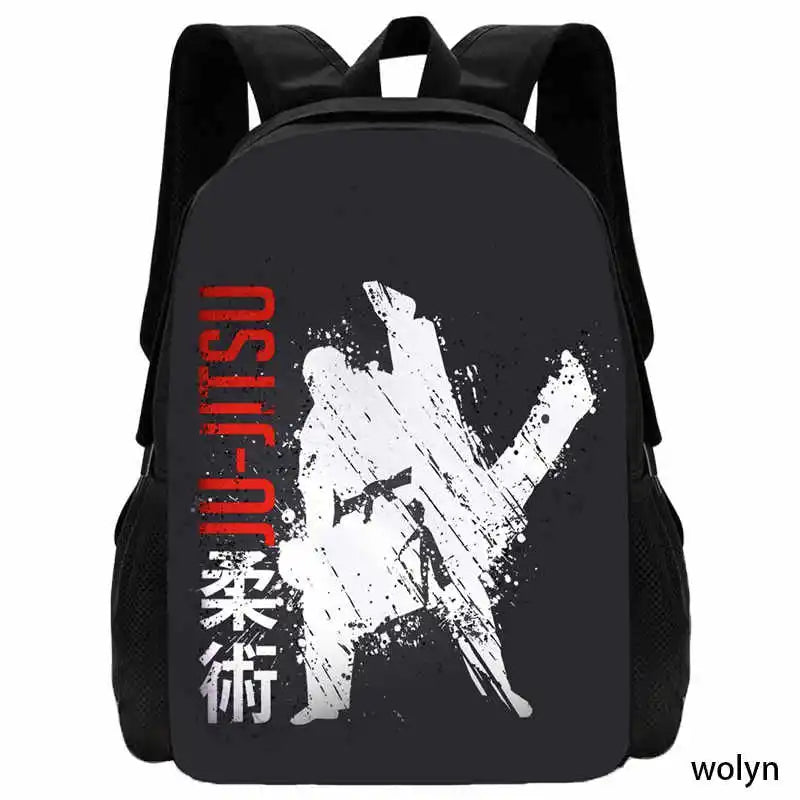 Judo Design Backpack Taekwondo Print Backpack for Child,School Bags for Boy Girls with Karates Print Design Fashion Shoulder Bag