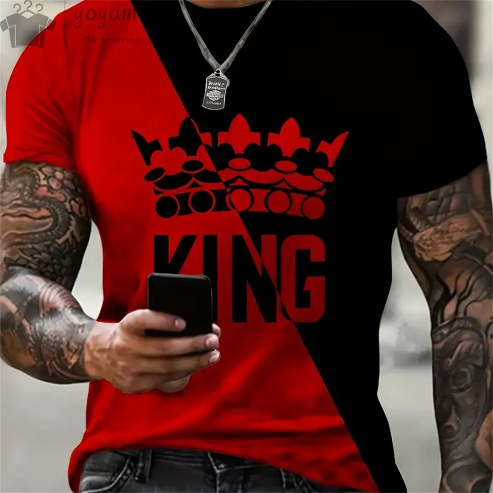 Short Sleeve Oversize T-shirt Man Short Sleeve Tee Men's Summer T-shirt King K Print Clothes Men Funny T-shirt O-Neck Tops Tees