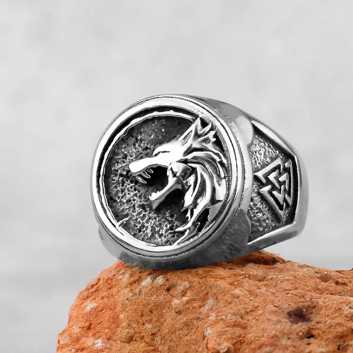 Stainless Steel Viking Wolf Head Ring Never Fade Gold Color Men's Hunting Game Hunter Wolf Claw Ring Nordic Wolf Jewelry Gifts