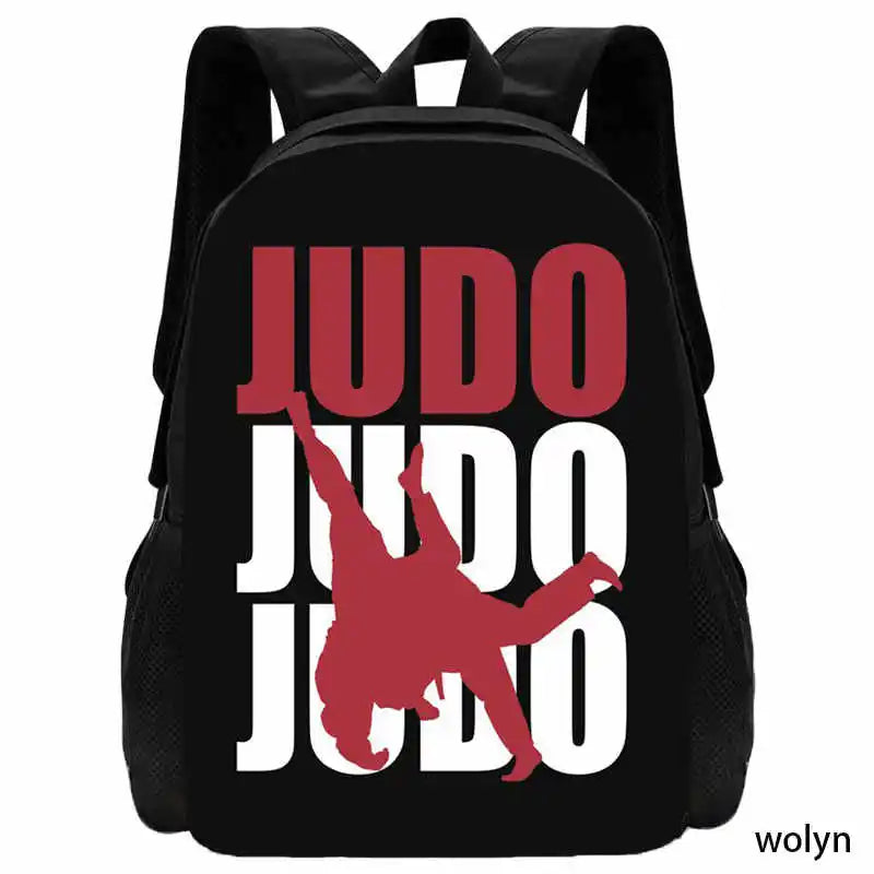 Judo Design Backpack Taekwondo Print Backpack for Child,School Bags for Boy Girls with Karates Print Design Fashion Shoulder Bag