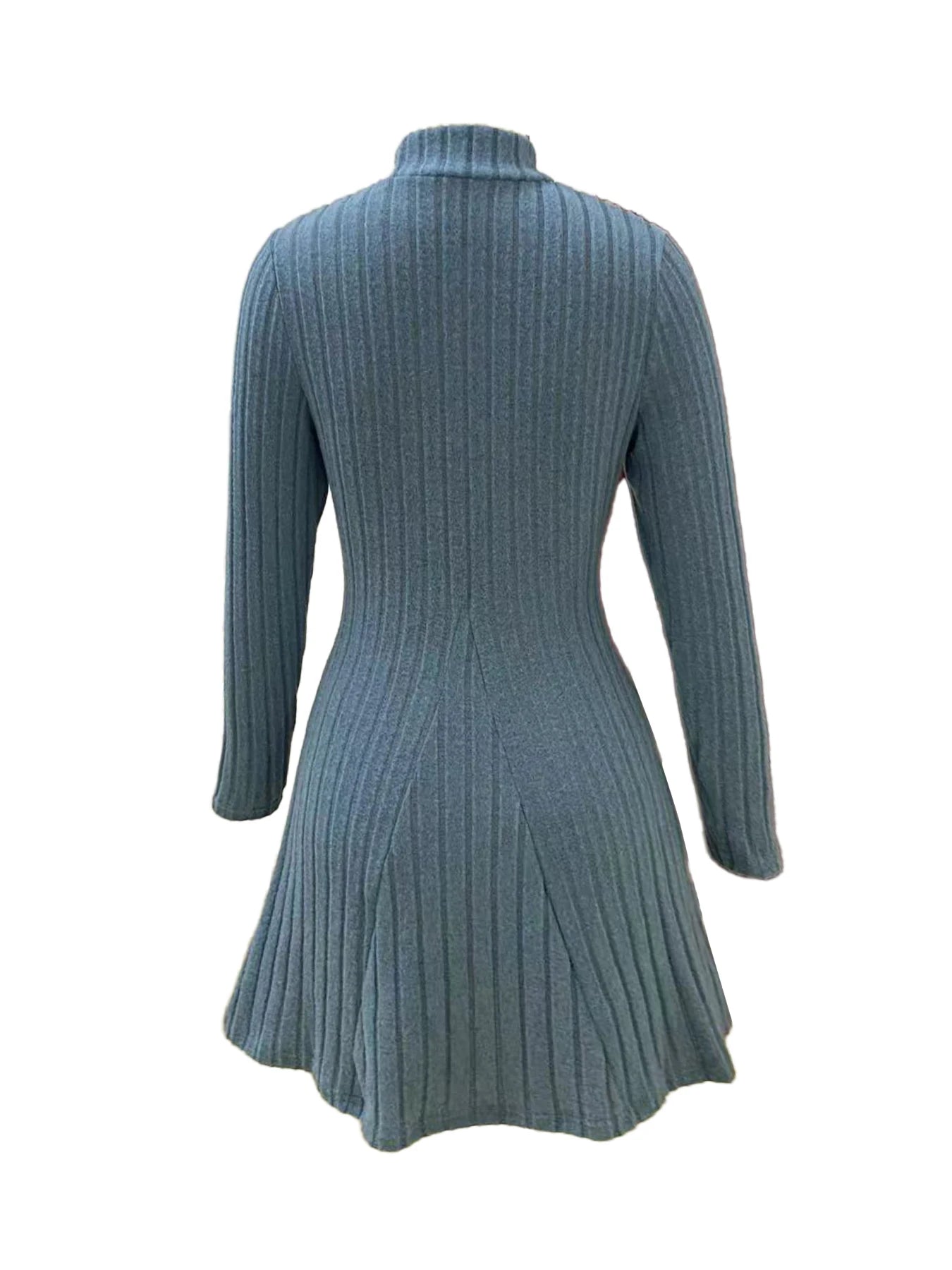 Women's slim fit half high collar waist cinched dress