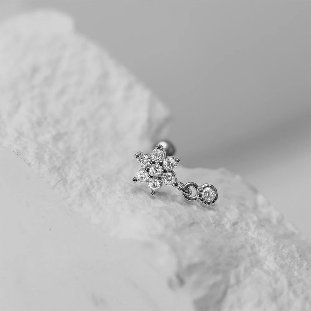 CANNER 1PC Real 925 Silver Stud Earring Small Zircon Earrings For Women Ear Bone Nail Lip Piercing Body Wedding Gifts Jewelry