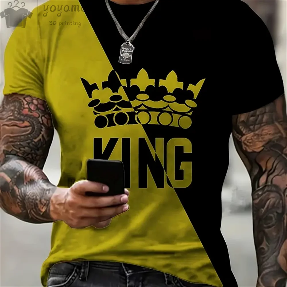 Short Sleeve Oversize T-shirt Man Short Sleeve Tee Men's Summer T-shirt King K Print Clothes Men Funny T-shirt O-Neck Tops Tees