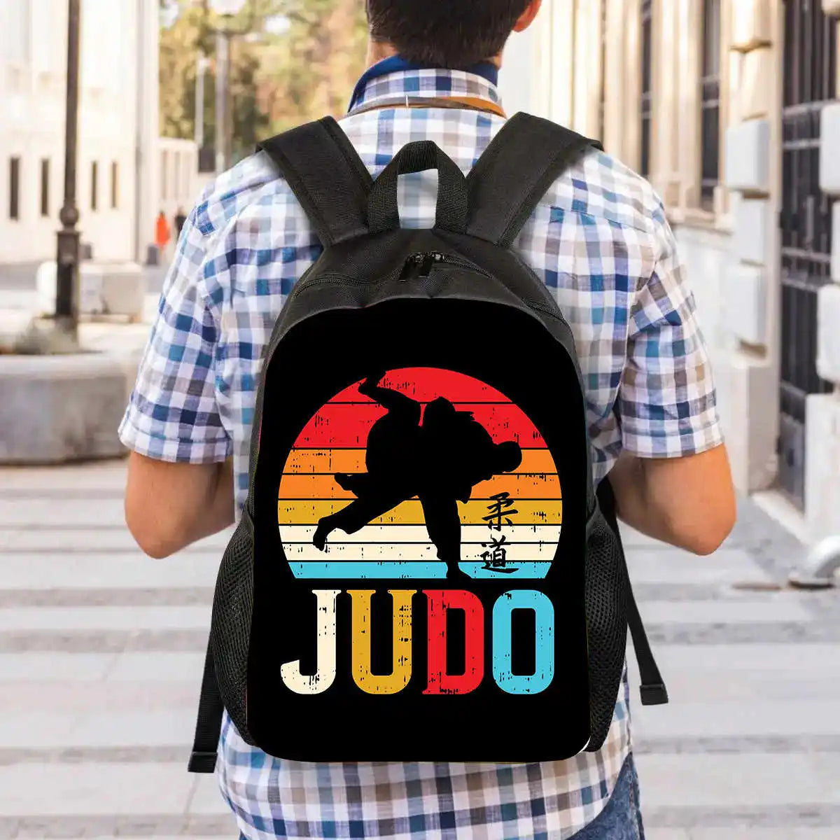 Judo Design Backpack Taekwondo Print Backpack for Child,School Bags for Boy Girls with Karates Print Design Fashion Shoulder Bag