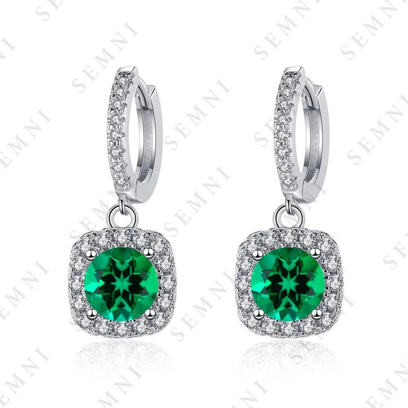 SEMNI 1.0ct-6.0ct Moissanite Diamond Drop Earrings for Women Ruby Sapphire Emerald Wedding Jewelry 925 Sterling Silver