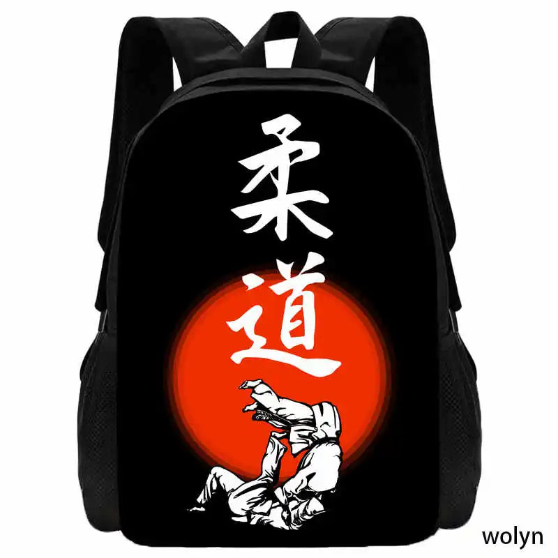 Judo Design Backpack Taekwondo Print Backpack for Child,School Bags for Boy Girls with Karates Print Design Fashion Shoulder Bag