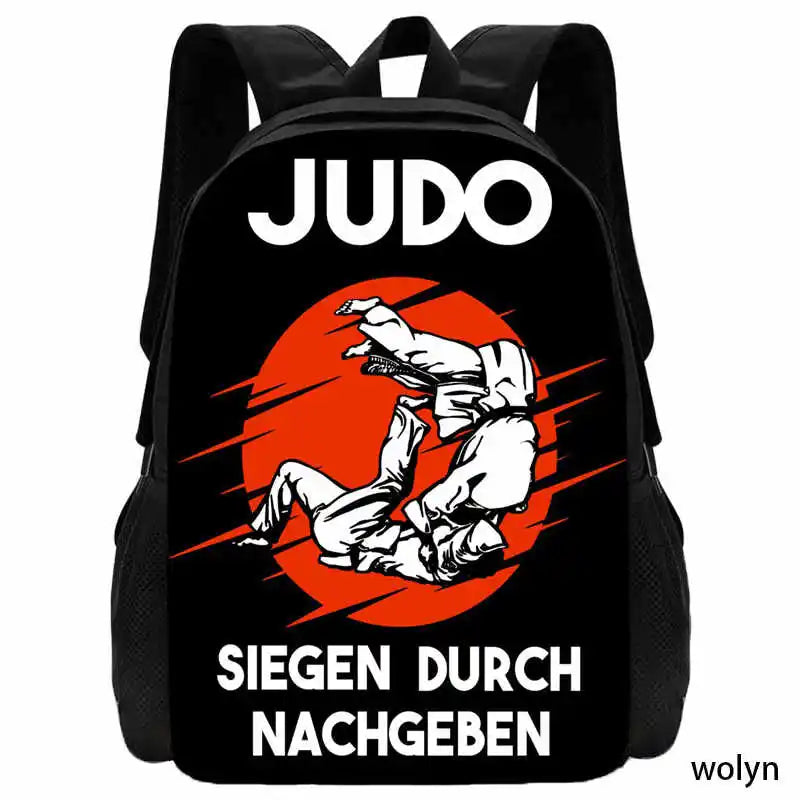 Judo Design Backpack Taekwondo Print Backpack for Child,School Bags for Boy Girls with Karates Print Design Fashion Shoulder Bag