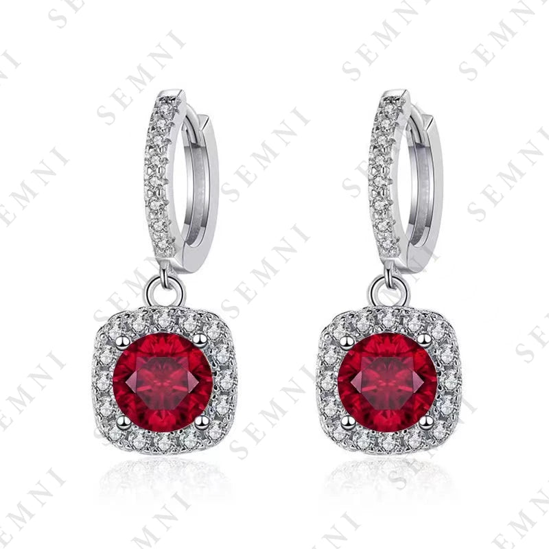SEMNI 1.0ct-6.0ct Moissanite Diamond Drop Earrings for Women Ruby Sapphire Emerald Wedding Jewelry 925 Sterling Silver