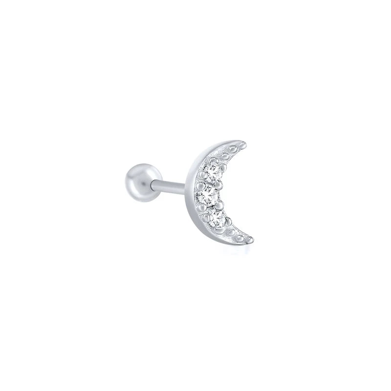 CANNER 1PC Real 925 Silver Stud Earring Small Zircon Earrings For Women Ear Bone Nail Lip Piercing Body Wedding Gifts Jewelry