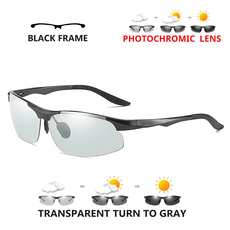 Aluminum HD Polarized Photochromic Sunglasses Men Driving Sun Glasses Male Outdoor Sport Eyewear Anti-UV oculos de sol masculino