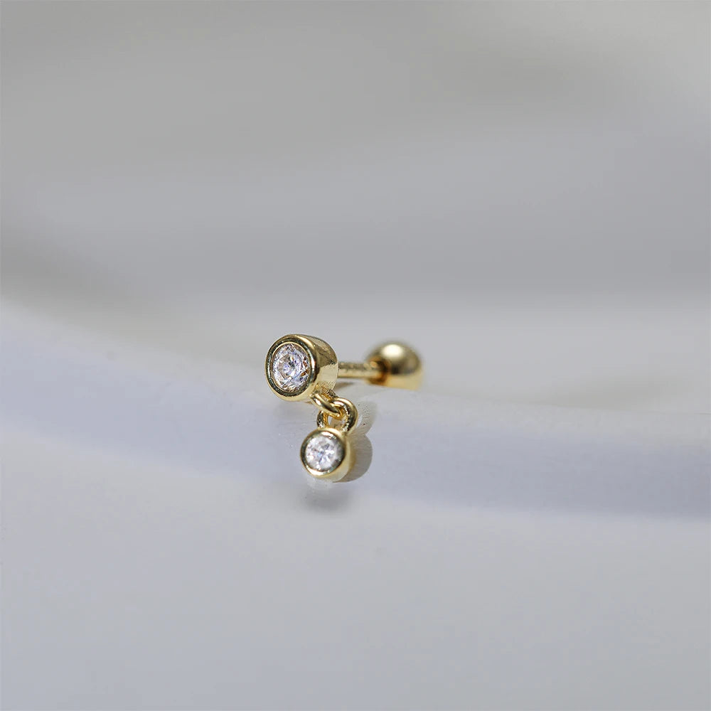 CANNER 1PC Real 925 Silver Stud Earring Small Zircon Earrings For Women Ear Bone Nail Lip Piercing Body Wedding Gifts Jewelry