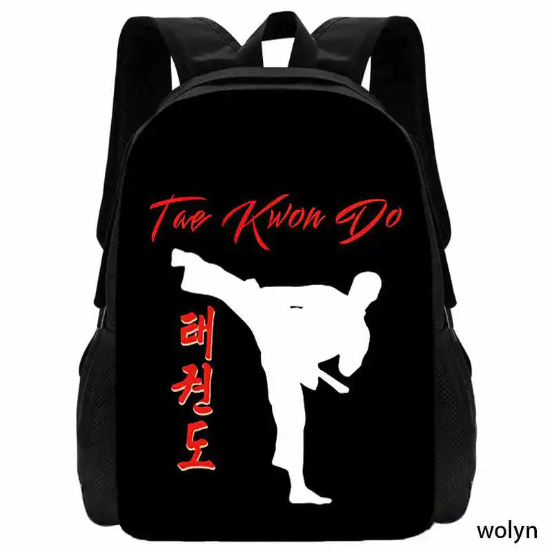 Judo Design Backpack Taekwondo Print Backpack for Child,School Bags for Boy Girls with Karates Print Design Fashion Shoulder Bag
