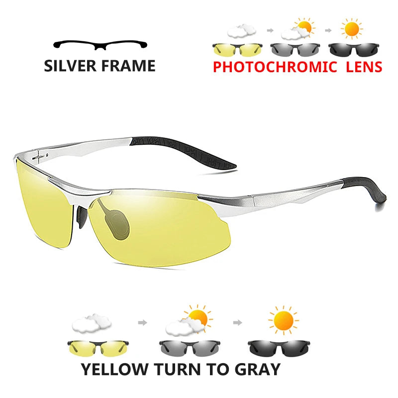 Aluminum HD Polarized Photochromic Sunglasses Men Driving Sun Glasses Male Outdoor Sport Eyewear Anti-UV oculos de sol masculino