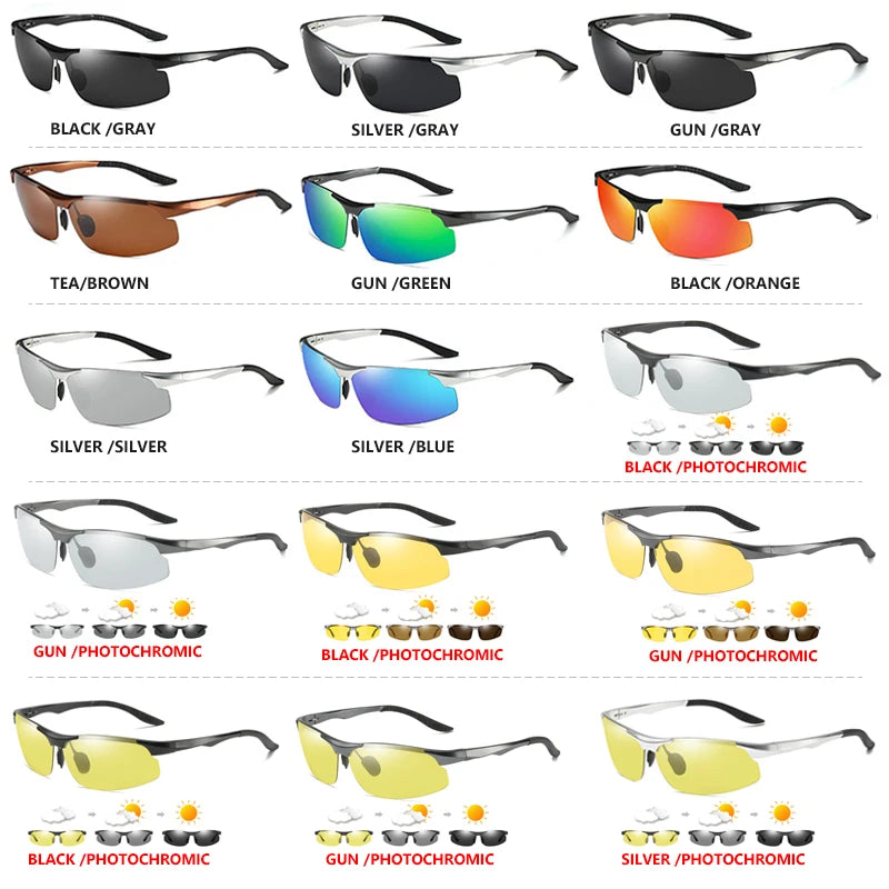 Aluminum HD Polarized Photochromic Sunglasses Men Driving Sun Glasses Male Outdoor Sport Eyewear Anti-UV oculos de sol masculino