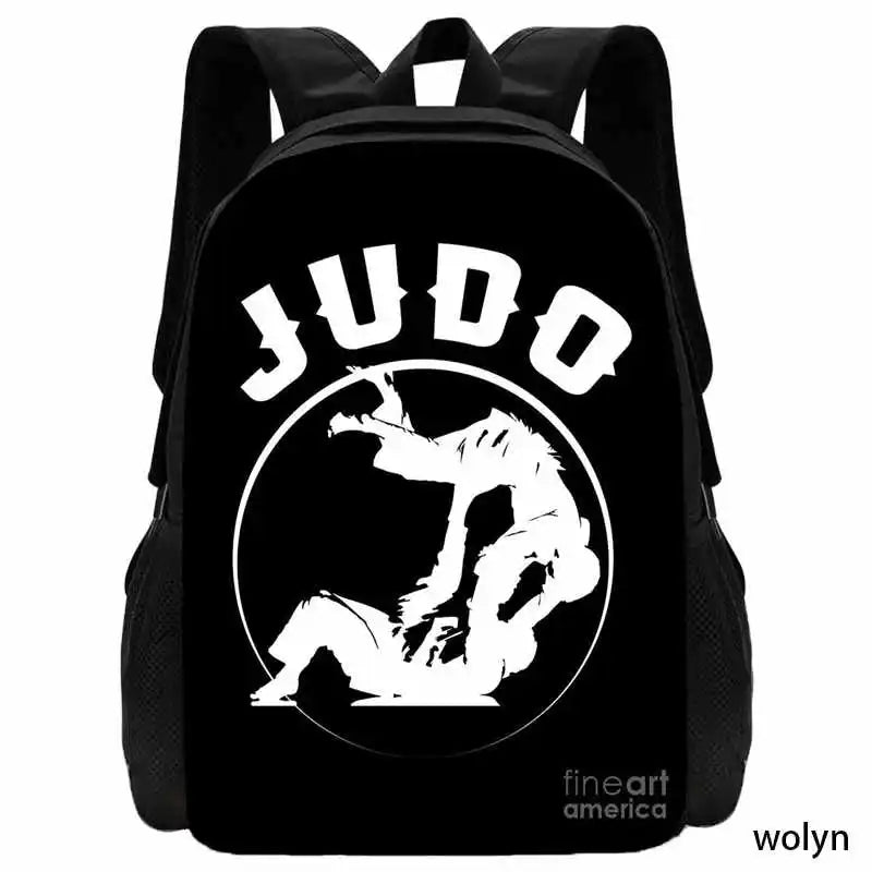 Judo Design Backpack Taekwondo Print Backpack for Child,School Bags for Boy Girls with Karates Print Design Fashion Shoulder Bag