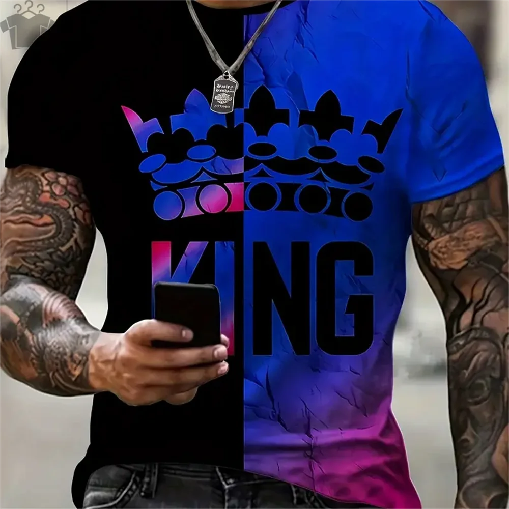 Short Sleeve Oversize T-shirt Man Short Sleeve Tee Men's Summer T-shirt King K Print Clothes Men Funny T-shirt O-Neck Tops Tees