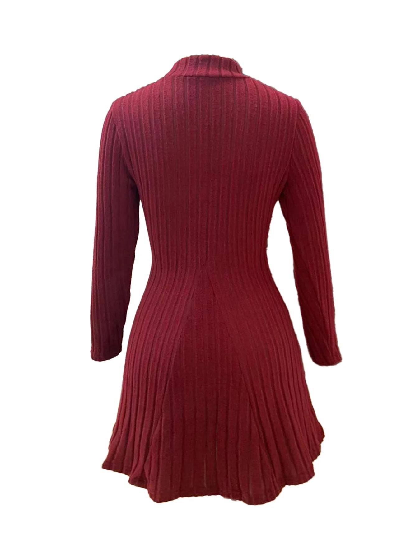 Women's slim fit half high collar waist cinched dress