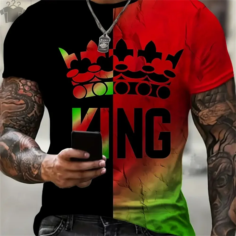 Short Sleeve Oversize T-shirt Man Short Sleeve Tee Men's Summer T-shirt King K Print Clothes Men Funny T-shirt O-Neck Tops Tees
