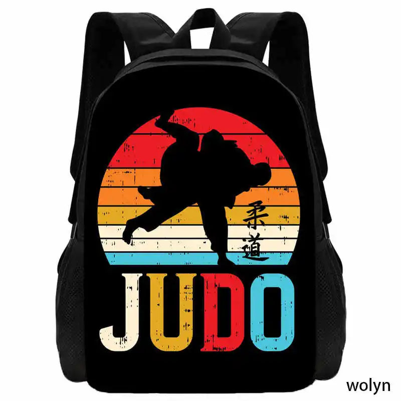 Judo Design Backpack Taekwondo Print Backpack for Child,School Bags for Boy Girls with Karates Print Design Fashion Shoulder Bag