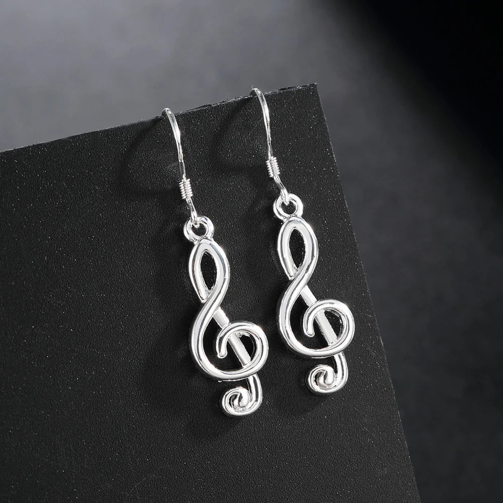 New noble 925 Sterling Silver Romantic music note drop Earrings for Women Holiday gifts fashion Party wedding Jewelry