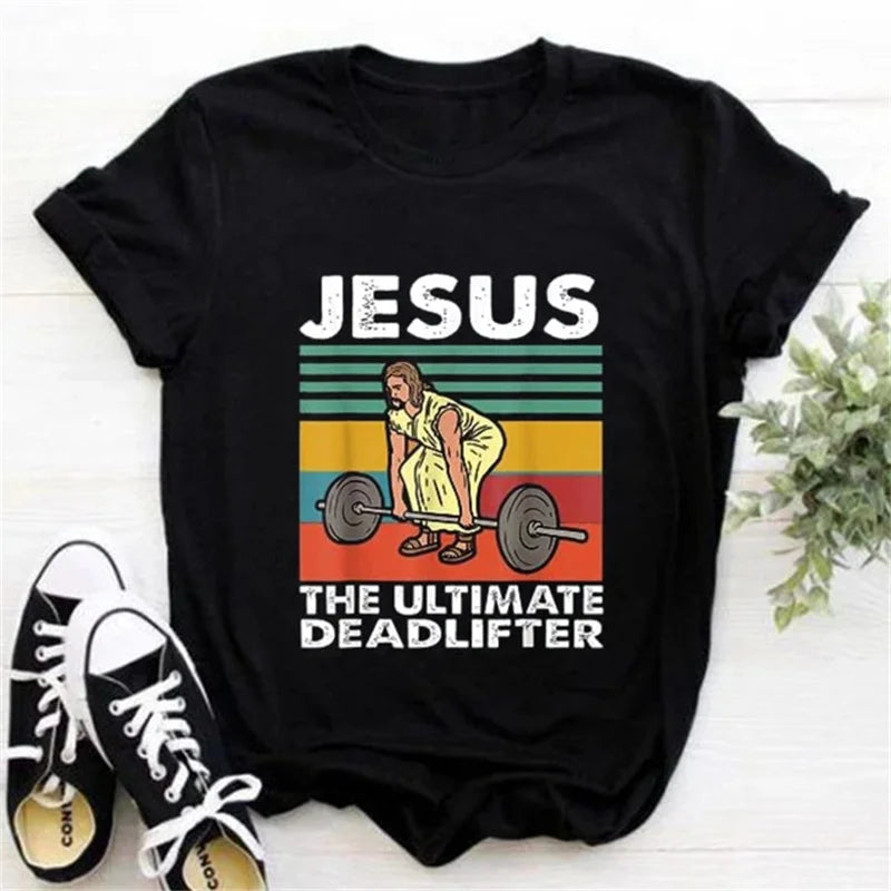2024 Jesus Is King Letter Print Women T-shirt Christian Faith Hope Love Harajuku T Shirts Religion O-neck Tops Tees Streetwears