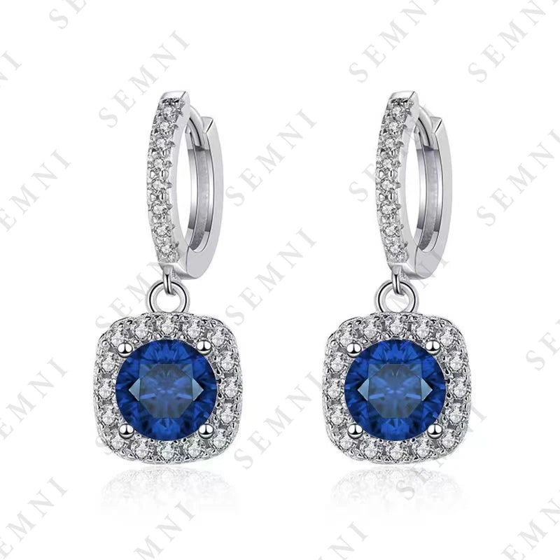 SEMNI 1.0ct-6.0ct Moissanite Diamond Drop Earrings for Women Ruby Sapphire Emerald Wedding Jewelry 925 Sterling Silver