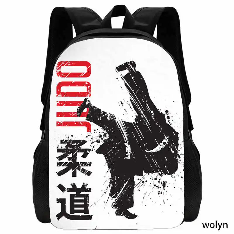 Judo Design Backpack Taekwondo Print Backpack for Child,School Bags for Boy Girls with Karates Print Design Fashion Shoulder Bag