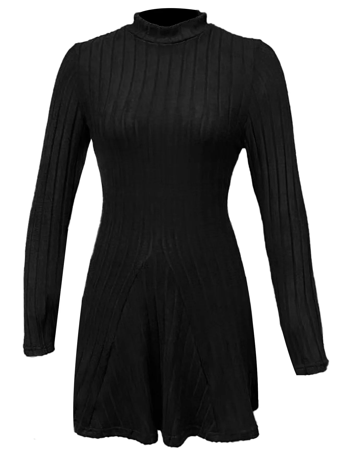Women's slim fit half high collar waist cinched dress