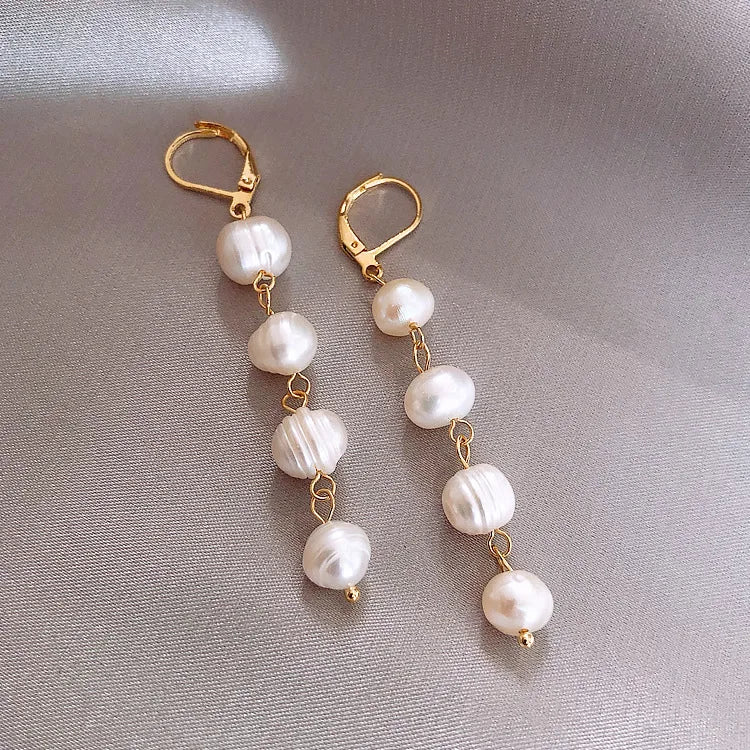 New Arrival Elegant Water Drop Natural Baroque Freshwater Pearl 14K Gold Filled Ladies Tassels Stud Earrings Jewelry For Women