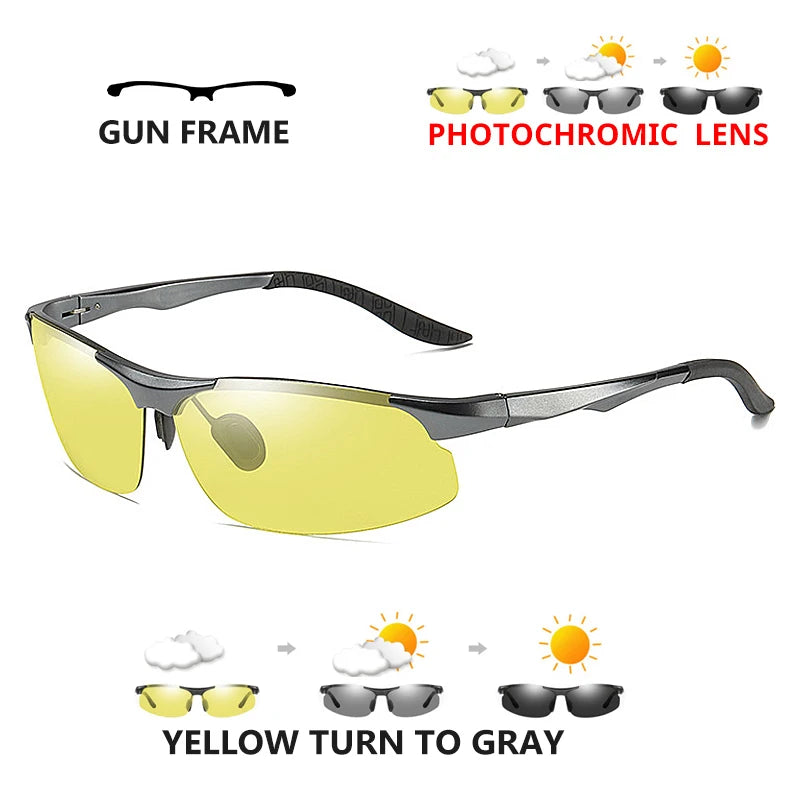 Aluminum HD Polarized Photochromic Sunglasses Men Driving Sun Glasses Male Outdoor Sport Eyewear Anti-UV oculos de sol masculino