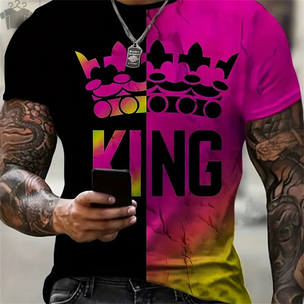 Short Sleeve Oversize T-shirt Man Short Sleeve Tee Men's Summer T-shirt King K Print Clothes Men Funny T-shirt O-Neck Tops Tees