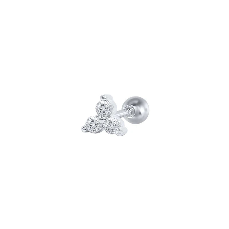 CANNER 1PC Real 925 Silver Stud Earring Small Zircon Earrings For Women Ear Bone Nail Lip Piercing Body Wedding Gifts Jewelry