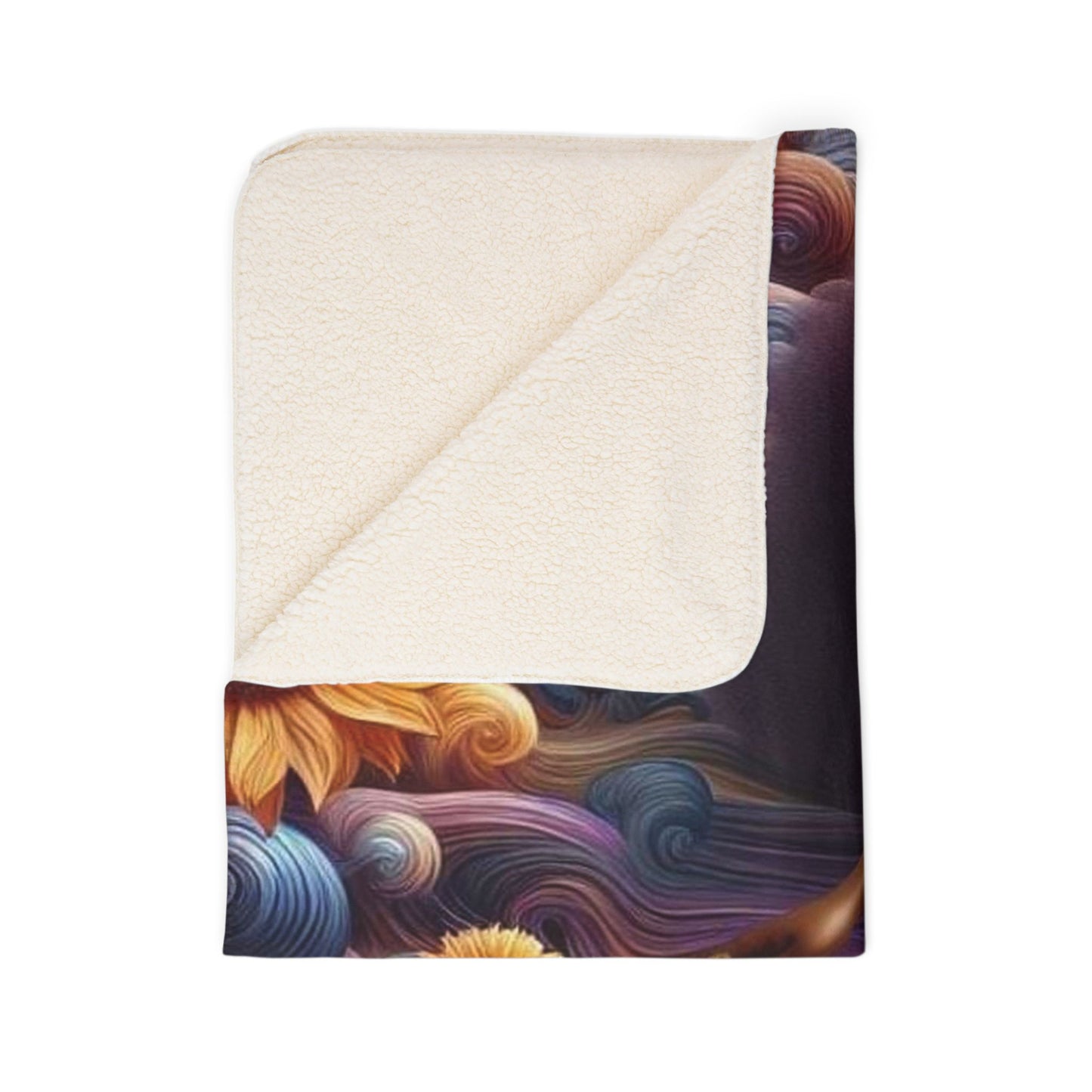 Melenated Flowers - Fleece Sherpa Blanket